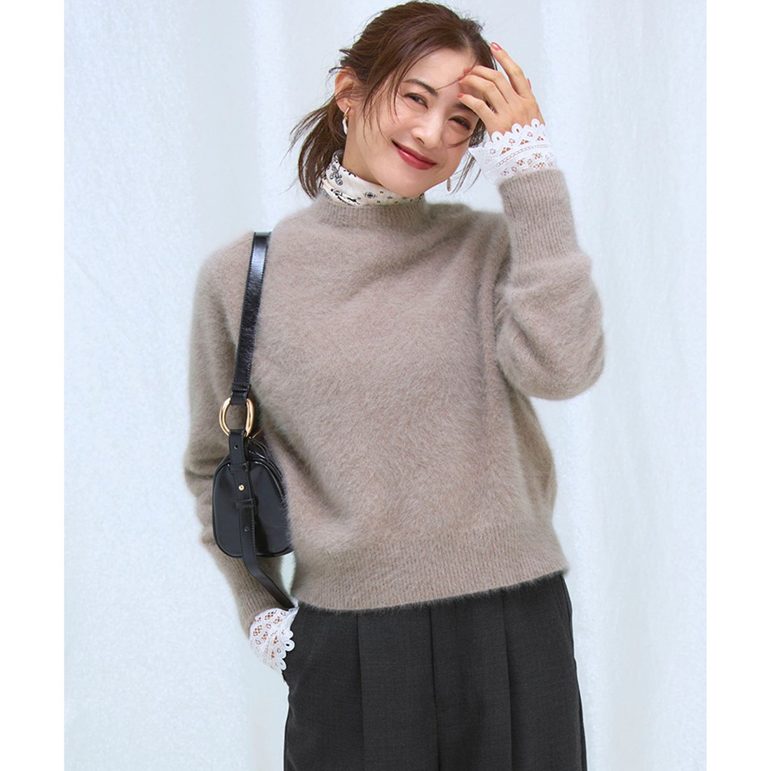 23区（大きいサイズ） フォックスカシミヤファー ショート丈 ニット