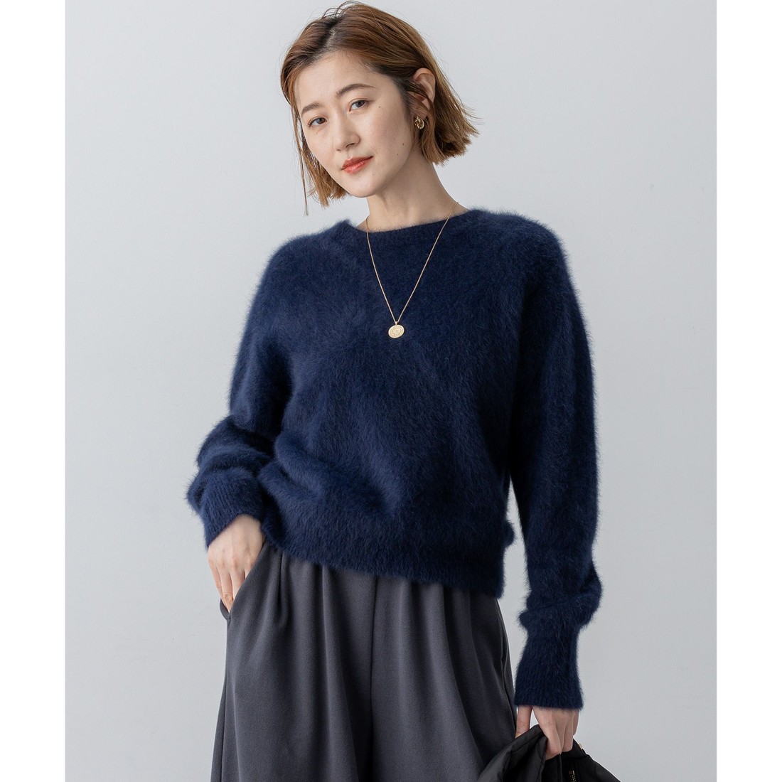 23区（大きいサイズ） フォックスカシミヤファー ショート丈 ニット