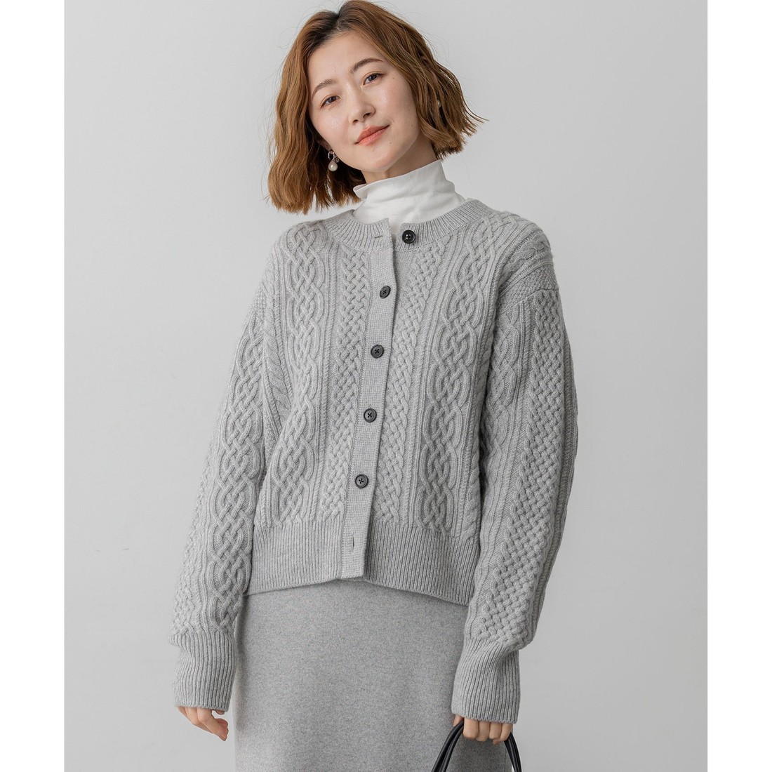 23区（大きいサイズ） 【洗える】カシミヤブレンド ケーブルニット