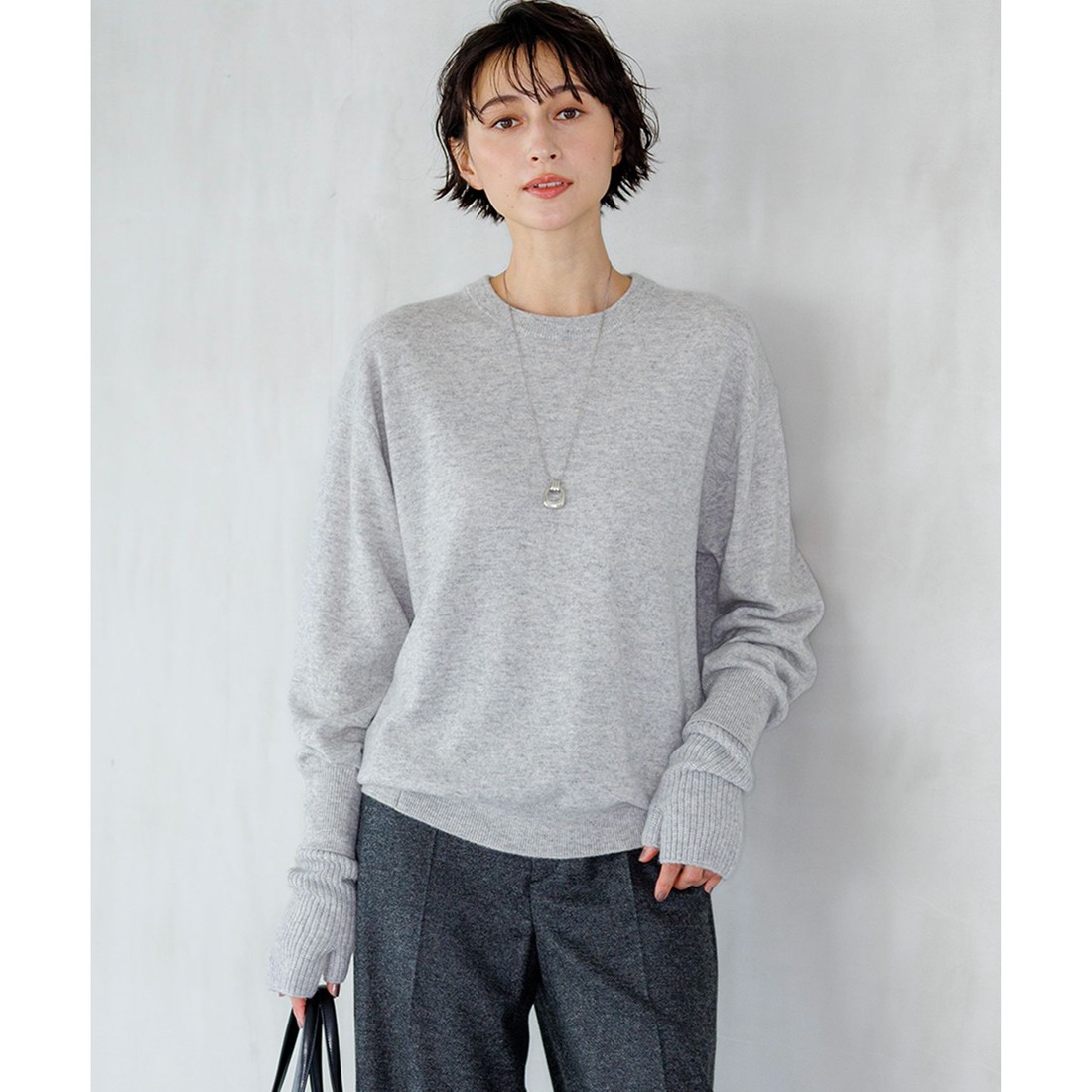 23区（大きいサイズ） 【見上愛さん着用】ピュアカシミヤ クルーネック