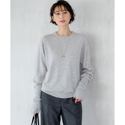 23区（大きいサイズ） 【見上愛さん着用】ピュアカシミヤ クルーネック ニット