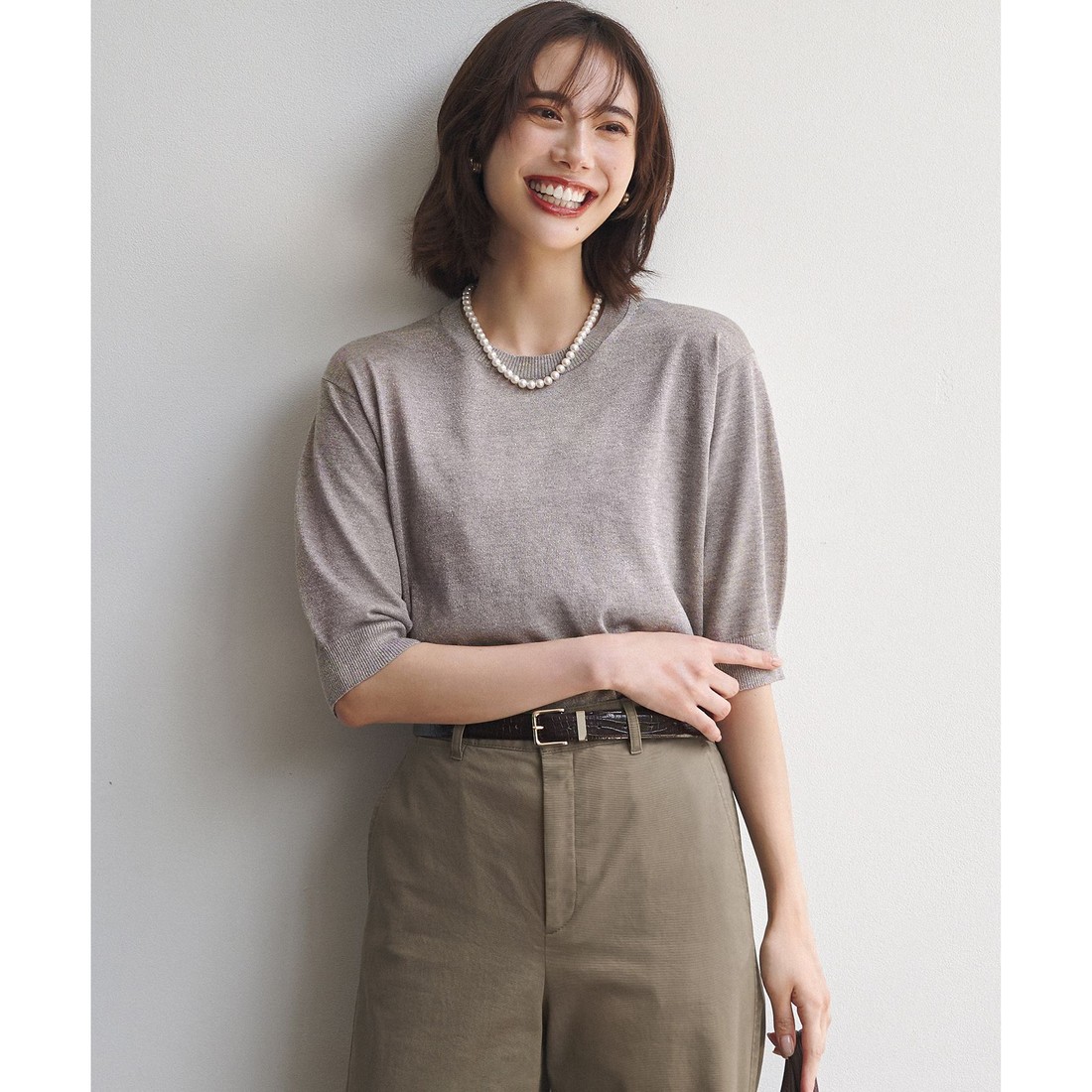 23区 オータムメタリック パフスリーブ ニット Tシャツ(508869386