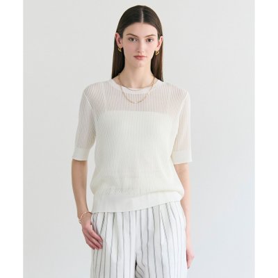 BEIGE， LEPIDO / 前後2WAY シアー編みニット