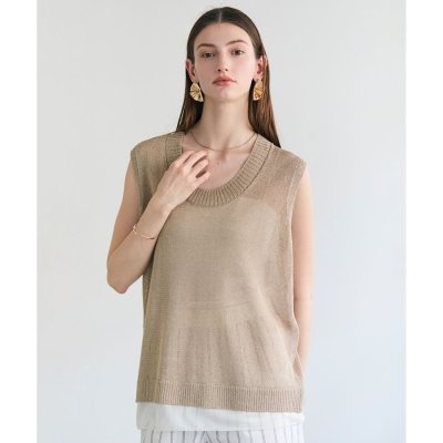 BEIGE， MORION / リネン レイヤードニット