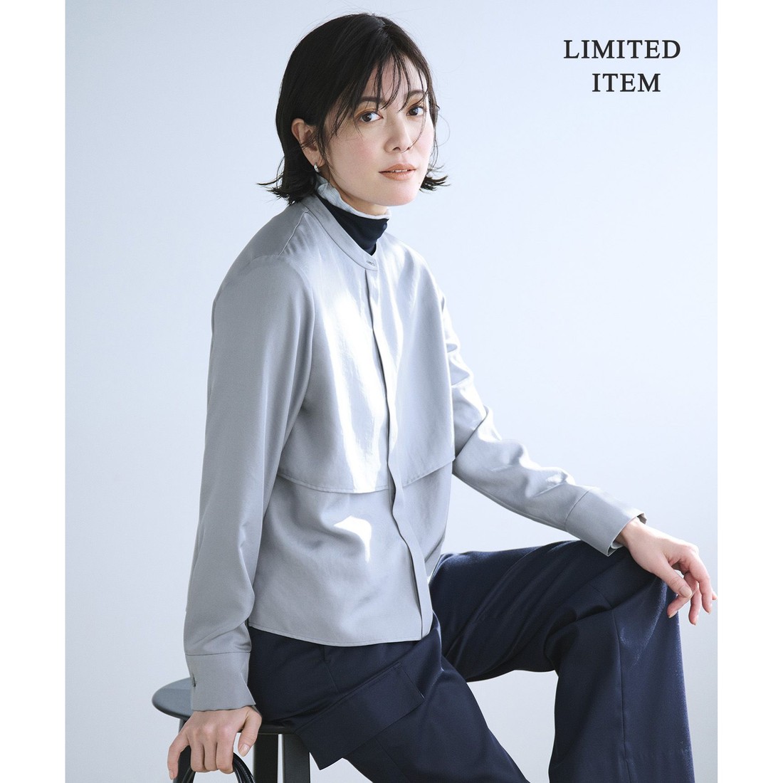 ICB L 【WEB限定・洗える】シルキーツイル クロップドシャツ(508887872
