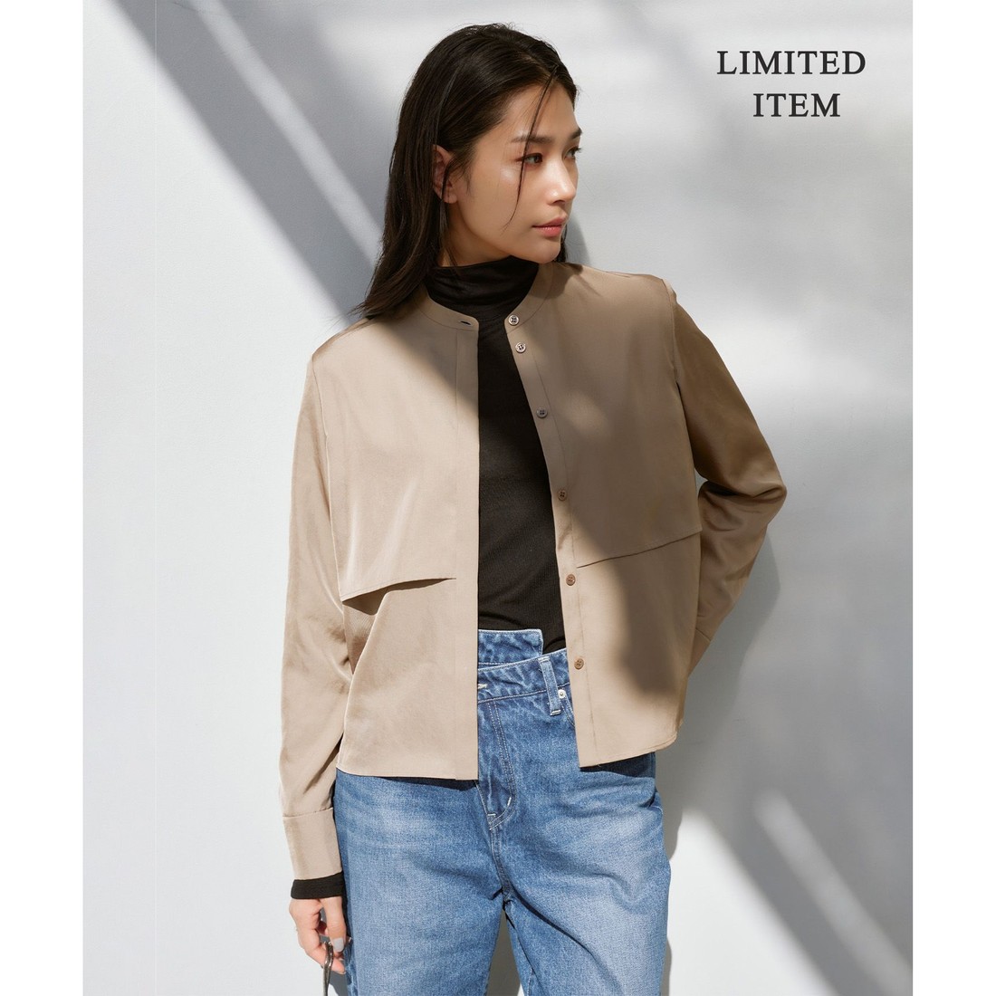 ICB L 【WEB限定・洗える】シルキーツイル クロップドシャツ(508887872