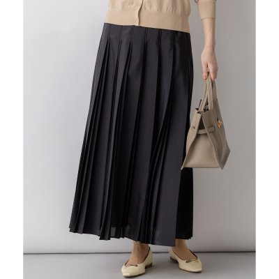 23区（大きいサイズ） グロッシープリーツ ロングスカート
