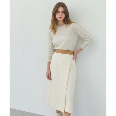 BEIGE， ZEPHYR / レザー切り替え ラップスカート