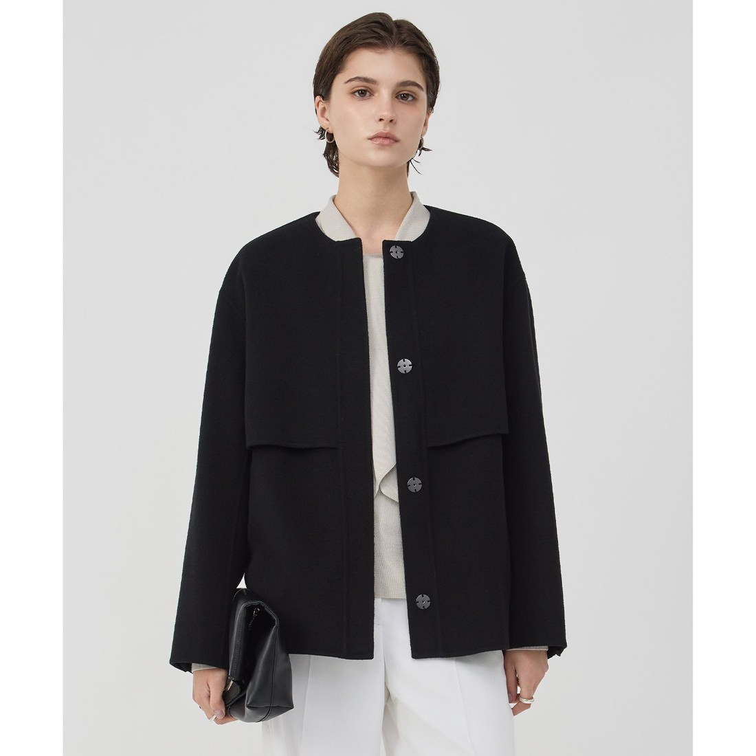 iCB☆未使用size44今季カシミヤノーカラーショートコート定価62,920円 ICB WoolRever ノーカラーショートコート(508917233)｜阪急百貨店公式