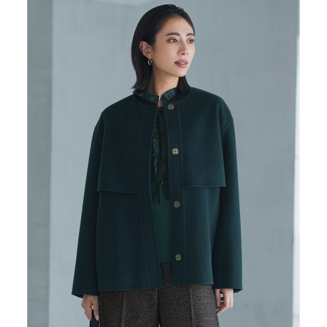 ICB WoolRever ノーカラーショートコート(508917233)｜阪急百貨店公式