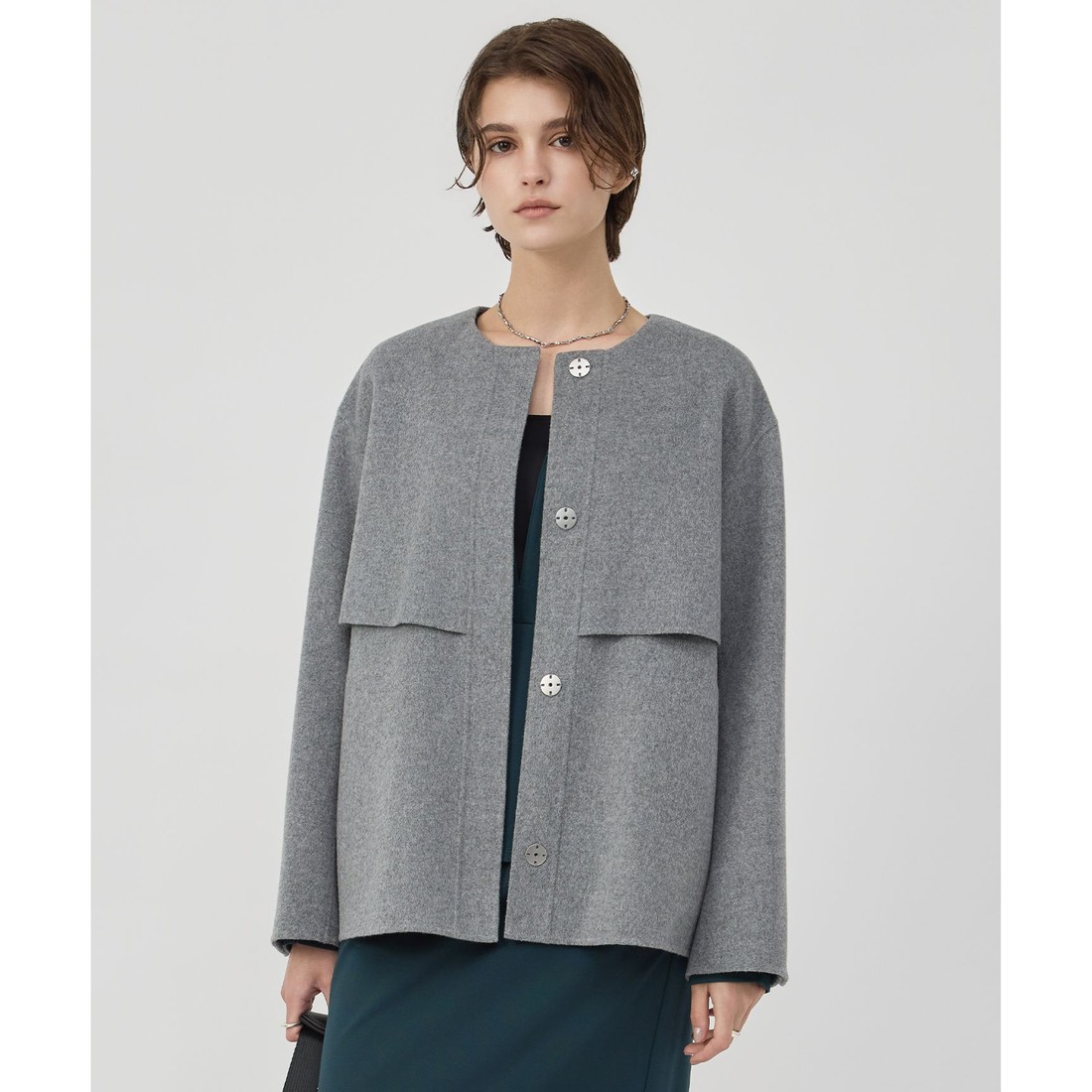 ICB WoolRever ノーカラーショートコート(508917233)｜阪急百貨店公式