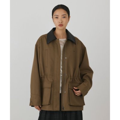 GRACE CONTINENTAL レザー衿ハンティングジャケット