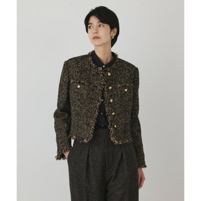 GRACE CONTINENTAL ヘリンボーンツイードジャケット