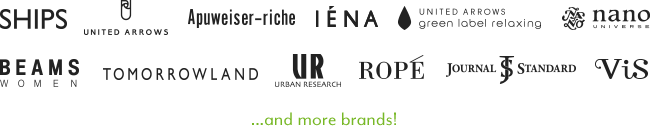 SHIPS/UNITED ARROWS/Apuweiser-riche/IENA/green label relaxing/nano UNIVERSE/BEAMS/TMORROWLAND/URBAN RESEARCH/ROPE/JOURNAL STANDARD/ViS ...and more brands!