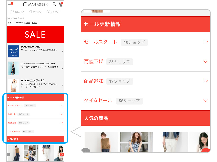 セールの最新情報の見方